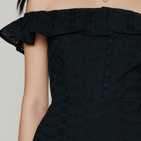 *NEW* URBAN OUTFITTERS UO KIMCHI BLUE Jeena Eyelet Off-The-Shoulder Romper XL - Picture 8 of 14